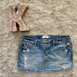 Abercrombie & Fitch Distressed Jean Mini Skirt